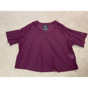 Adidas Women's Maroon Short Sleeve Mesh Cropped Athletic T-shirt Size 2X